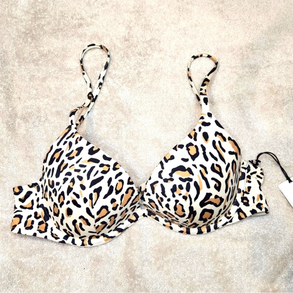 Shade & Shore Lined Cups Animal Print Bikini TOP size 36B